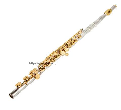16 closed holes flute cupronuckel body with e mechanism C key Silver body with gold key