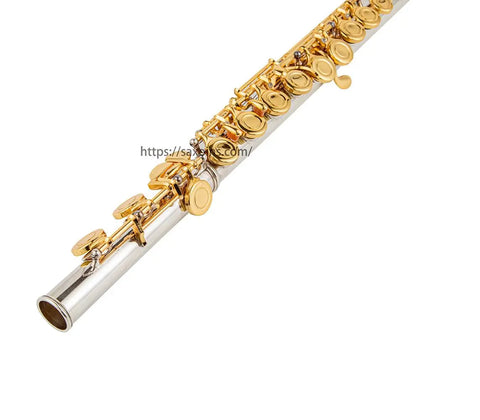 16 closed holes flute cupronuckel body with e mechanism C key Silver body with gold key