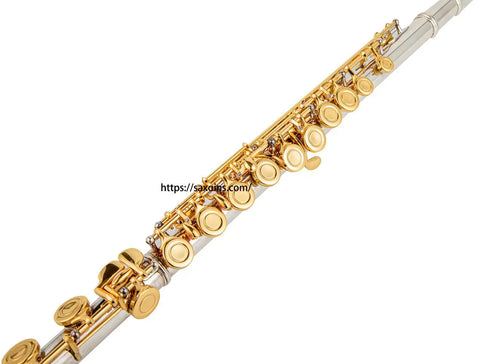 16 closed holes flute cupronuckel body with e mechanism C key Silver body with gold key