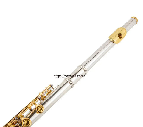 16 closed holes flute cupronuckel body with e mechanism C key Silver body with gold key