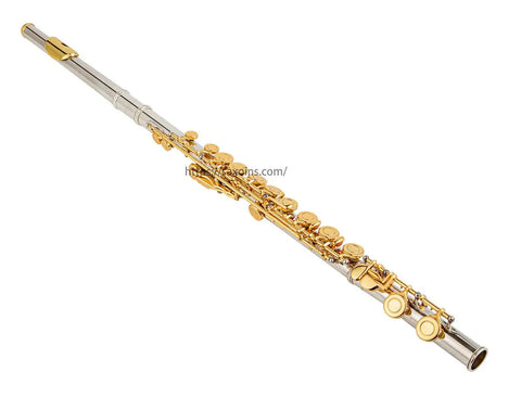 16 closed holes flute cupronuckel body with e mechanism C key Silver body with gold key