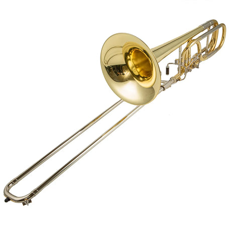 AUROSUS 504D Bass Trombone with Inline Open Wrap Valve | 10" Brass Bell & Pro-Level Specs (Bb/F/Gb/D Tuning) - Perfect for Intermediate Players w/ Lightweight Case & 1½G Mouthpiece AUROSUS