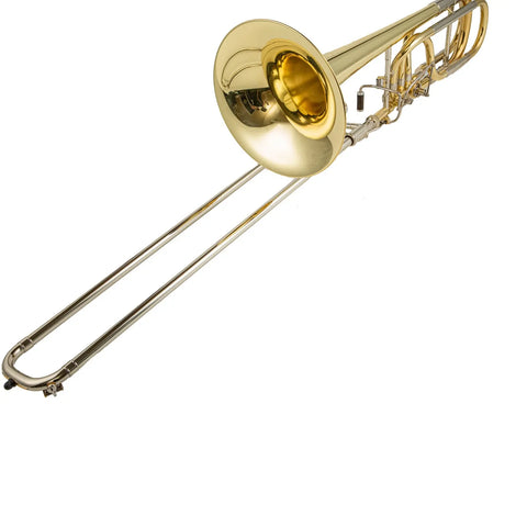 AUROSUS 504D Bass Trombone with Inline Open Wrap Valve | 10" Brass Bell & Pro-Level Specs (Bb/F/Gb/D Tuning) - Perfect for Intermediate Players w/ Lightweight Case & 1½G Mouthpiece AUROSUS