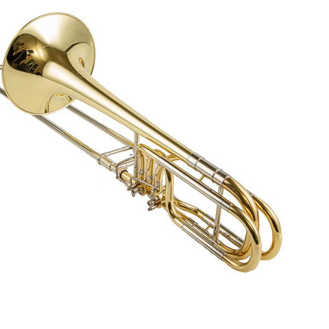 AUROSUS 504D Bass Trombone with Inline Open Wrap Valve | 10" Brass Bell & Pro-Level Specs (Bb/F/Gb/D Tuning) - Perfect for Intermediate Players w/ Lightweight Case & 1½G Mouthpiece AUROSUS