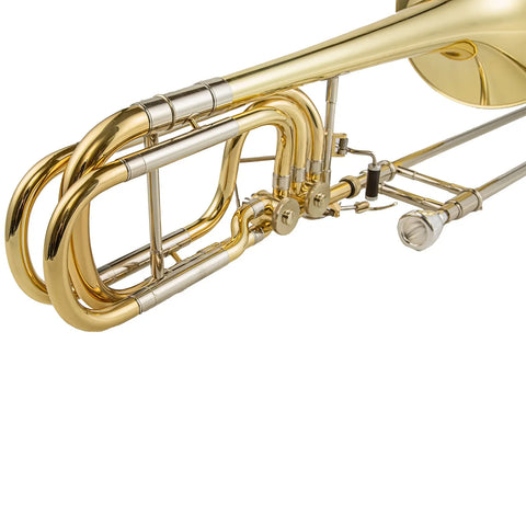 AUROSUS 504D Bass Trombone with Inline Open Wrap Valve | 10" Brass Bell & Pro-Level Specs (Bb/F/Gb/D Tuning) - Perfect for Intermediate Players w/ Lightweight Case & 1½G Mouthpiece AUROSUS