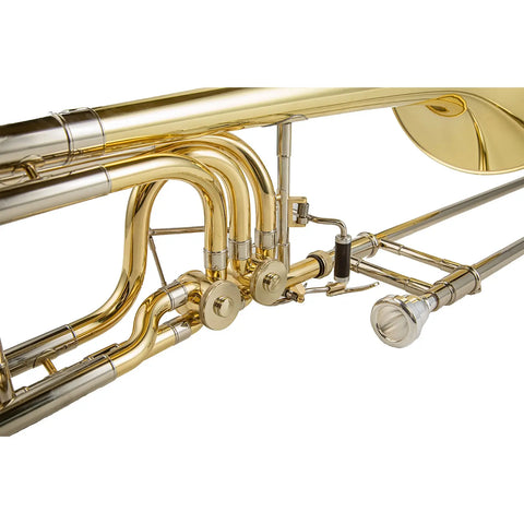 AUROSUS 504D Bass Trombone with Inline Open Wrap Valve | 10" Brass Bell & Pro-Level Specs (Bb/F/Gb/D Tuning) - Perfect for Intermediate Players w/ Lightweight Case & 1½G Mouthpiece AUROSUS