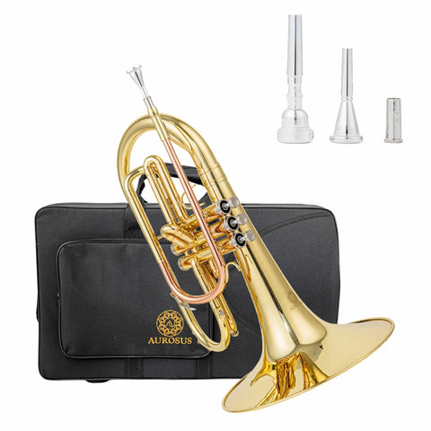 AUROSUS JMG-600 Marching Mellophone | F Key Brass for Advanced Beginners & High School | Phosphor Copper Leadpipe & Gold Lacquer Finish | Includes Mouthpiece & Case AUROSUS