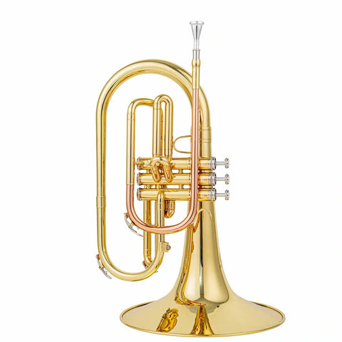 AUROSUS JMG-600 Marching Mellophone | F Key Brass for Advanced Beginners & High School | Phosphor Copper Leadpipe & Gold Lacquer Finish | Includes Mouthpiece & Case AUROSUS