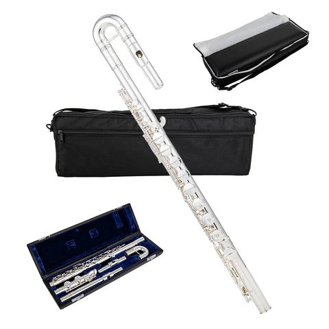 AUROSUS MAS-22 Silver Plated Alto Flute Professional Grade Dual Headjoints (Straight & Curved)  Concert-Ready Instrument with Care Kit Beginner to Pro Level AUROSUS Musical Instrument Store