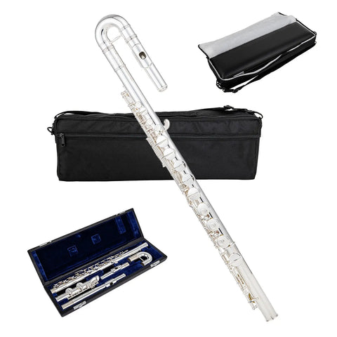 AUROSUS MAS-22 Silver Plated Alto Flute Professional Grade Dual Headjoints (Straight & Curved)  Concert-Ready Instrument with Care Kit Beginner to Pro Level AUROSUS Musical Instrument Store