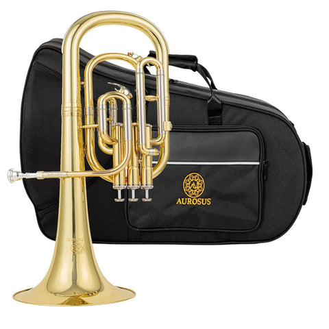Aurosus ASH-501L Alto Horn 0.462" Bore Lacquer Gold Brass 37C Mouthpiece Case AUROSUS