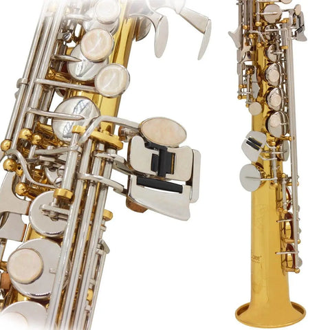 B-flat soprano saxophone straight gold silver key leather box with maintenance kit - AUROSUS  Musical Instrument Store