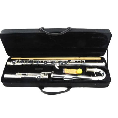 Bass flute 16-hole closed-hole silver-plated bass flute C-tuned bass flute test-level professional flute - AUROSUS  Musical Instrument Store