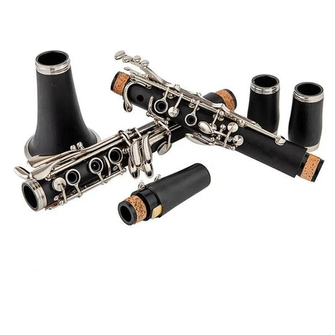 Bb Clarinet with Grenadilla Body Barrel and Bell Injection Molded Upper Joint Nickel-plated Keys 4C Mouthpiece and Case 01