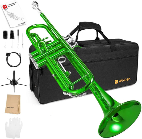 Bb Trumpet Standard Brass Silver Trumpet Beginners Students Hard Case Stand 7C Mouthpiece Gloves Valve Oil and Cleaning Kit