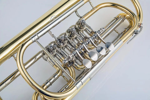 Bach Bb Trumpet with rotary valves 4 front action Gold brass bell