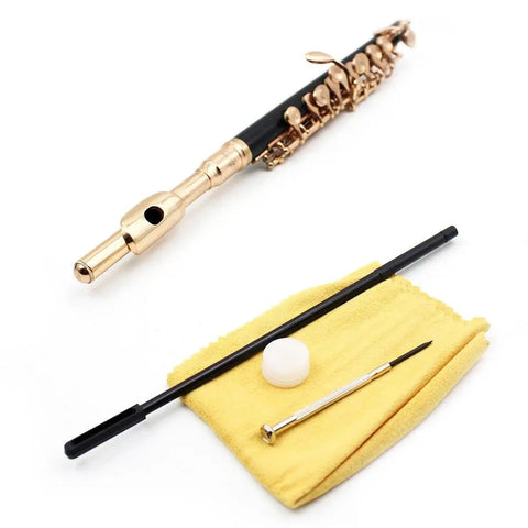 Black gold key C key piccolo cloth box with screwdriver wiper wind instrument brass black gold piccolo - AUROSUS  Musical Instrument Store