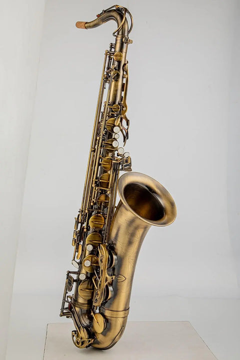 Brass Tenor Saxophone Bb Antique with High F# With mouthpiece and case