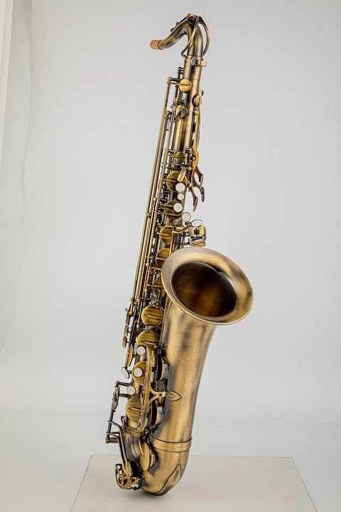 Brass Tenor Saxophone Bb Antique with High F# With mouthpiece and case