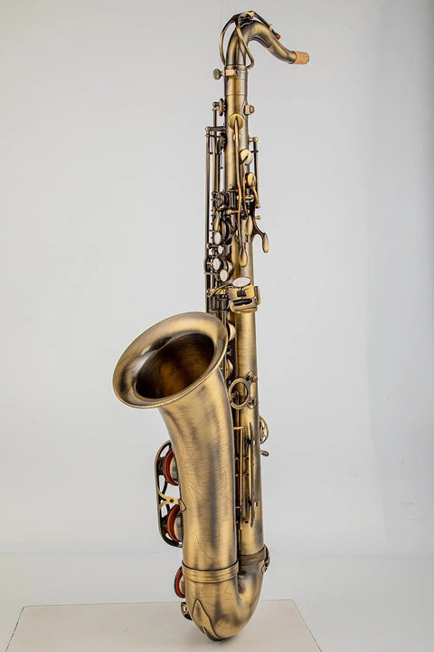 Brass Tenor Saxophone Bb Antique with High F# With mouthpiece and case