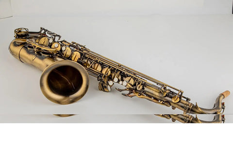 Brass Tenor Saxophone Bb Antique with High F# With mouthpiece and case