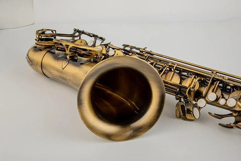 Brass Tenor Saxophone Bb Antique with High F# With mouthpiece and case