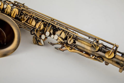 Brass Tenor Saxophone Bb Antique with High F# With mouthpiece and case