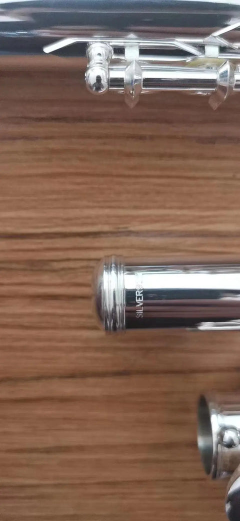 Copper Alloy Flute - offset G, split E mechanism Lip plate and riser Sterling Silver with wood Case