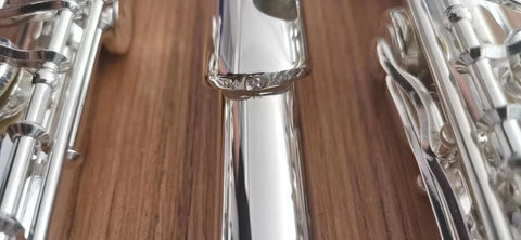 Copper Alloy Flute - offset G, split E mechanism Lip plate and riser Sterling Silver with wood Case