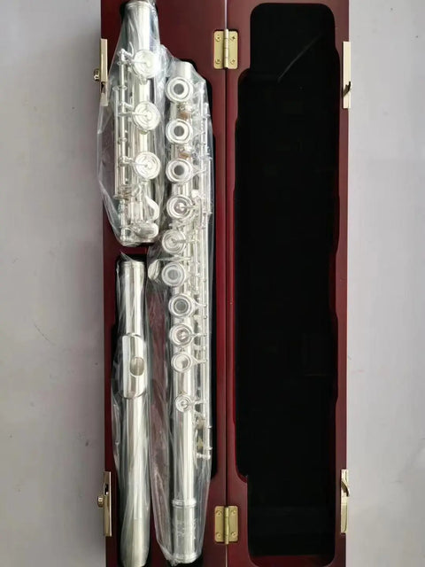 Copper Alloy Flute - offset G, split E mechanism Lip plate and riser Sterling Silver with wood Case