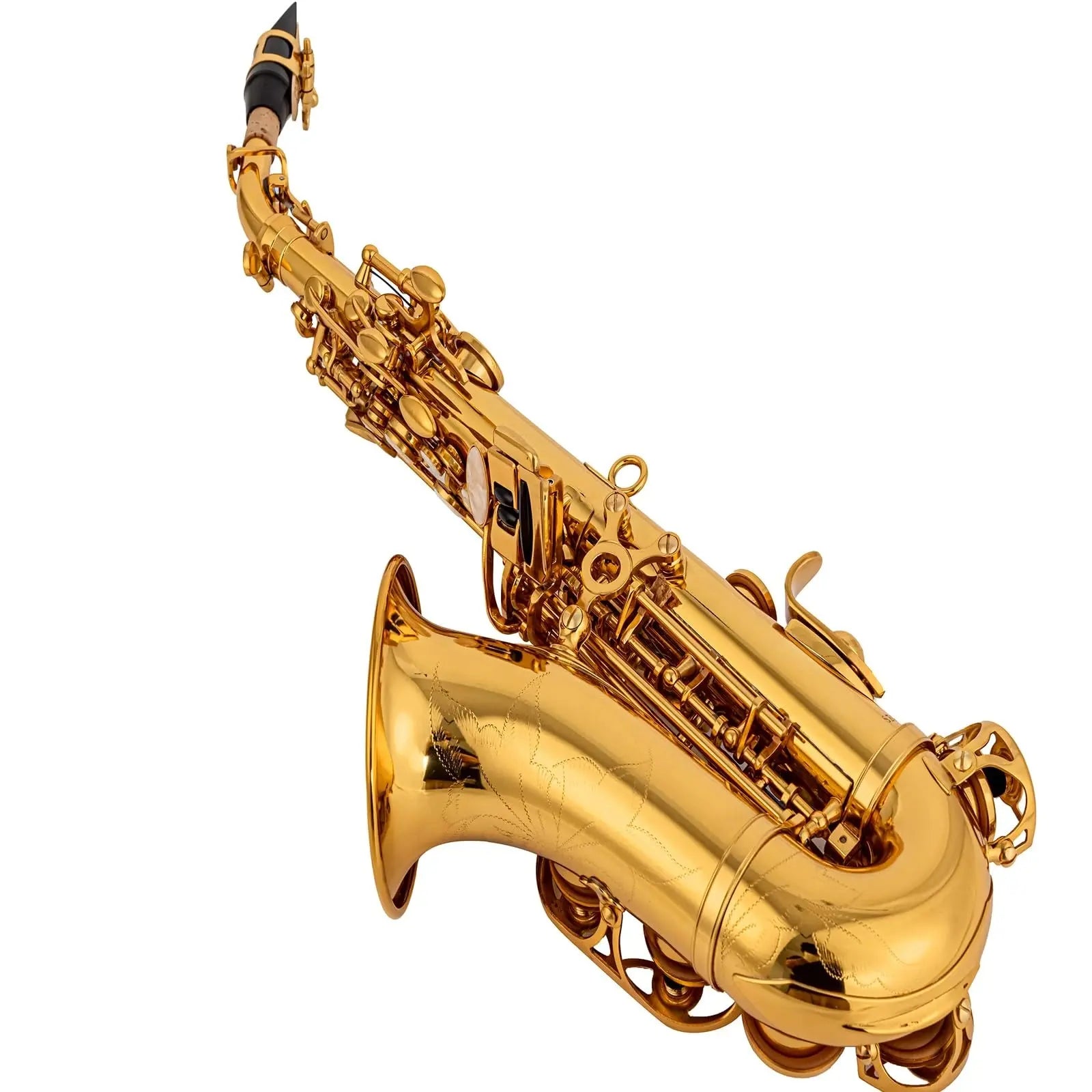curved soprano saxophone yellow brass body & keys gold lacquer