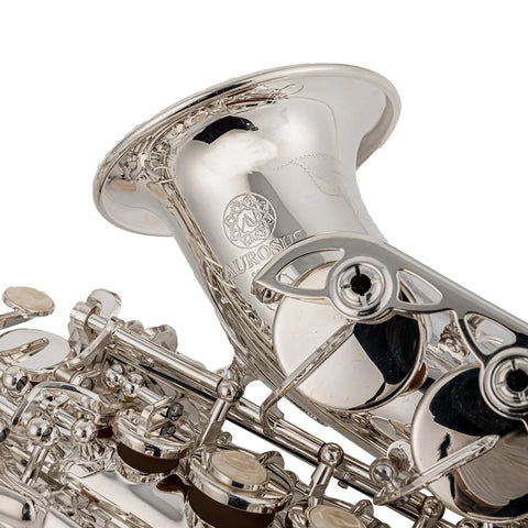 Curved soprano saxophone silver-plated