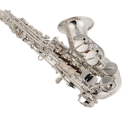 Curved soprano saxophone silver-plated