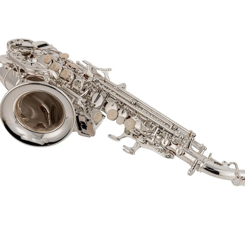Curved soprano saxophone silver-plated
