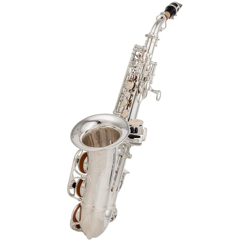 Curved soprano saxophone silver-plated