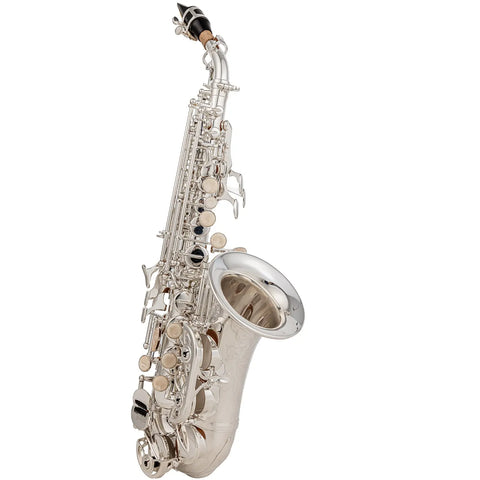 Curved soprano saxophone silver-plated