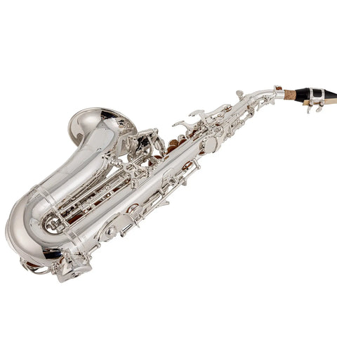 Curved soprano saxophone silver-plated