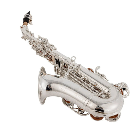 Curved soprano saxophone silver-plated