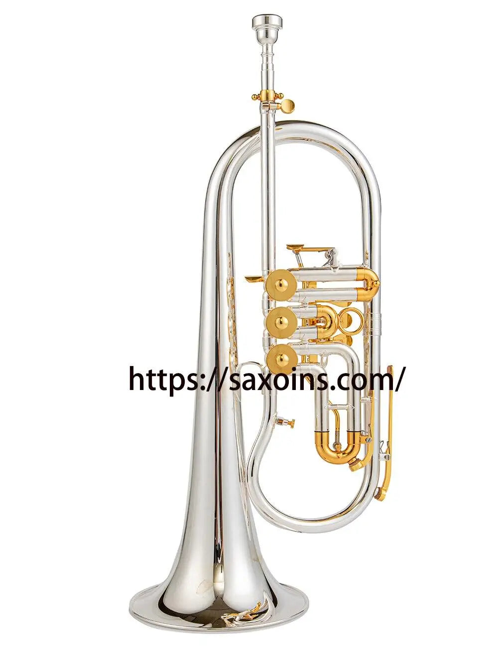 Flugelhorn with rotry valves Bb gold brass bell silvering– AUROSUS