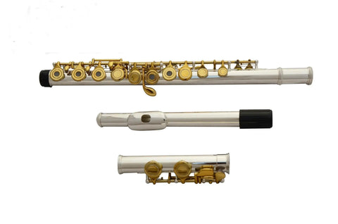 Premium Professional Flute Two-color silver-plated gold key C key flute opening and closing hole 16 holes flute - AUROSUS  Musical Instrument Store