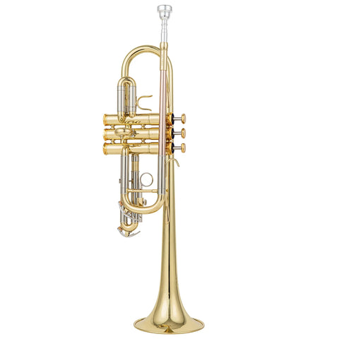 Professional C Trumpet with Stainless Steel Valves | 11.8mm Bore & 124mm Gold Brass Bell | Clear Lacquer Finish (Includes 7C Mouthpiece, Case, Backpack Strap, Valve Oil & Slide Grease AUROSUS