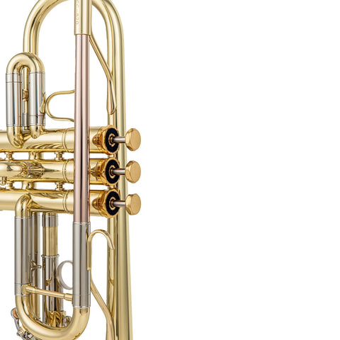Professional C Trumpet with Stainless Steel Valves | 11.8mm Bore & 124mm Gold Brass Bell | Clear Lacquer Finish (Includes 7C Mouthpiece, Case, Backpack Strap, Valve Oil & Slide Grease AUROSUS
