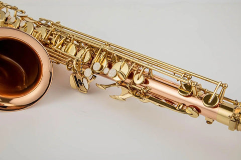Tenor saxophone Bb key gold lacquer with high f# instrumentos musicales sax tenor rose brass body with cataphoric key - AUROSUS  Musical Instrument Store