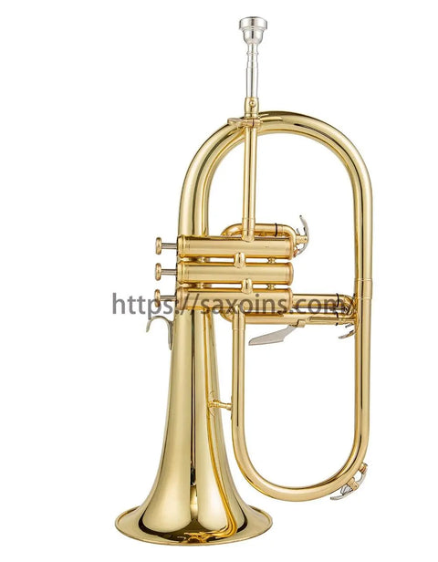 Trigger Flugelhorn Bb Yellow Brass Bell Clear Lacquer Professional brass instrument BAFH600 - AUROSUS  Musical Instrument Store