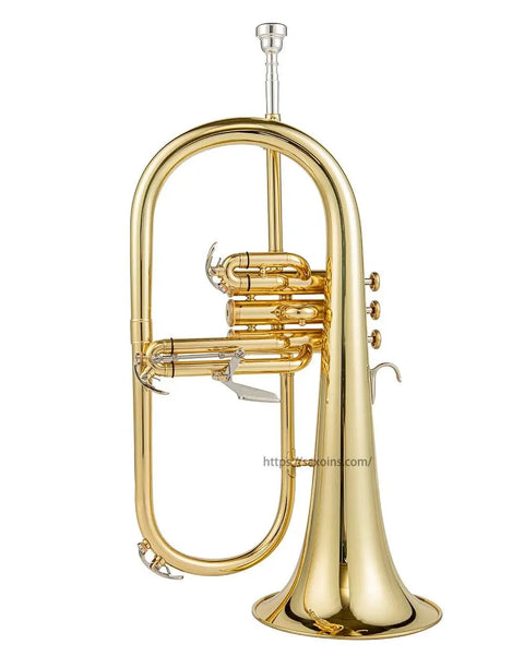 Trigger Flugelhorn Bb Yellow Brass Bell Clear Lacquer Professional brass instrument BAFH600 - AUROSUS  Musical Instrument Store