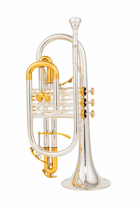 UROSUS ACR-8358S Doubler Cornet - Dual Trigger, Silver Plated, 4.75" Heavy Brass Bell AUROSUS