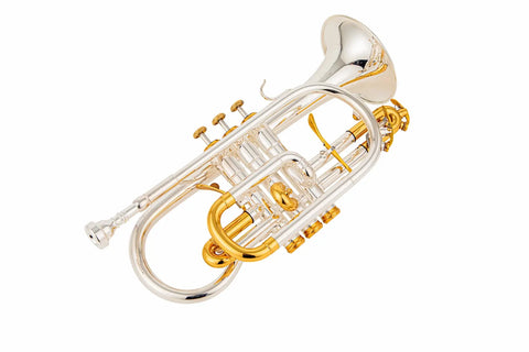 UROSUS ACR-8358S Doubler Cornet - Dual Trigger, Silver Plated, 4.75" Heavy Brass Bell AUROSUS