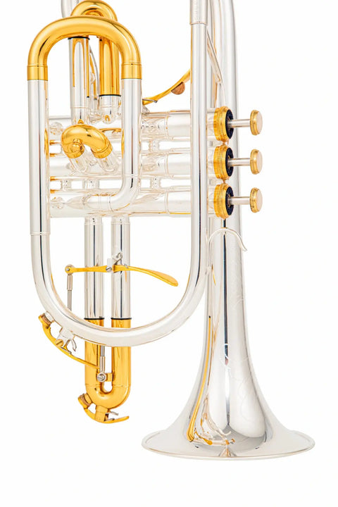 UROSUS ACR-8358S Doubler Cornet - Dual Trigger, Silver Plated, 4.75" Heavy Brass Bell AUROSUS