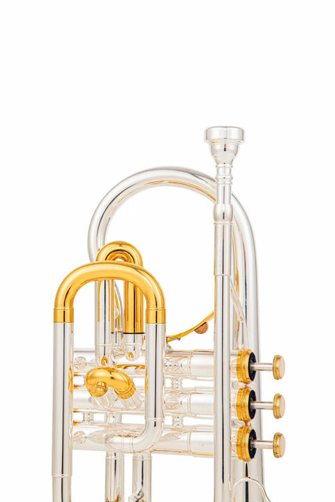 UROSUS ACR-8358S Doubler Cornet - Dual Trigger, Silver Plated, 4.75" Heavy Brass Bell AUROSUS