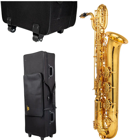 •	AUROSUS BSA-G6 Baritone Saxophone Low Bb - High F# Gold LacquerBrass  Roller case, for students and beginners Saxophone
